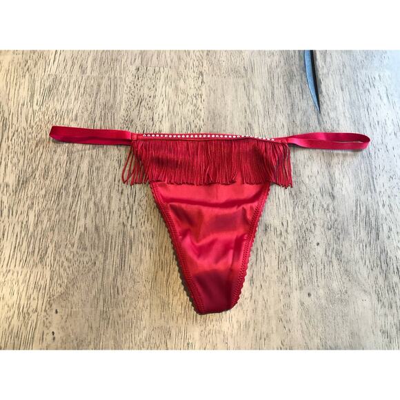 Victoria's Secret Sexy Red V-String Fringe Rhinestone Panty - L - Picture 2 of 5